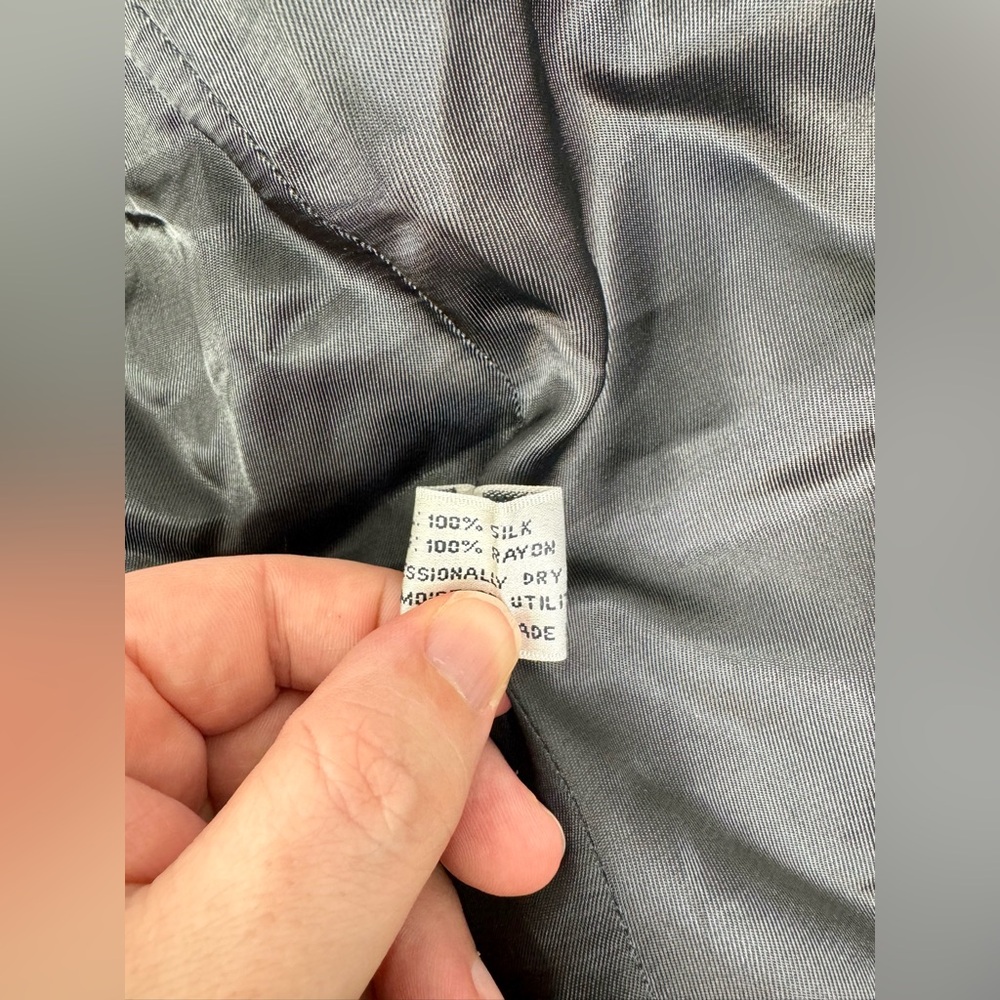 Haggar Mens Sport Coat Two Button Gray Nailshead Glen Checked Silk 44L - Picture 12 of 13